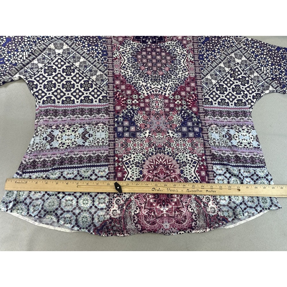 avenue Colorful Paisley Top Womens 22/24 Multicolor All Over Print Short Sleeve - Picture 3 of 8